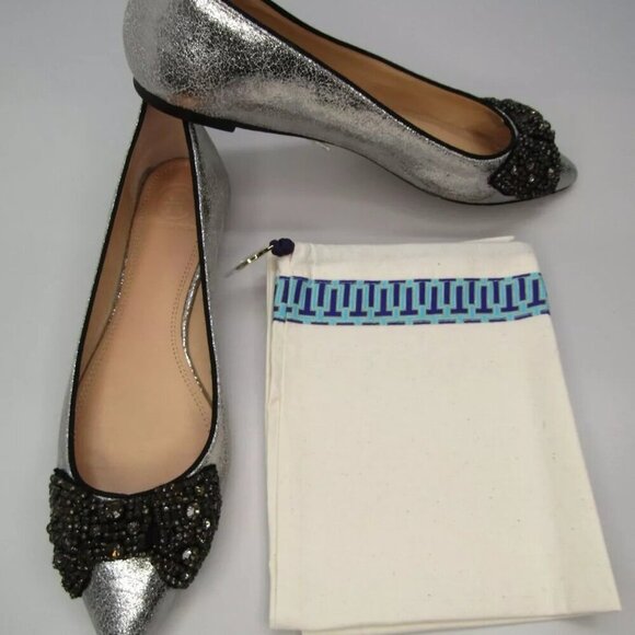 NEW TORY BURCH Womens Vanessa Ballet Flats Ballerina Slip On Metallic Size 8.5 - Picture 2 of 9